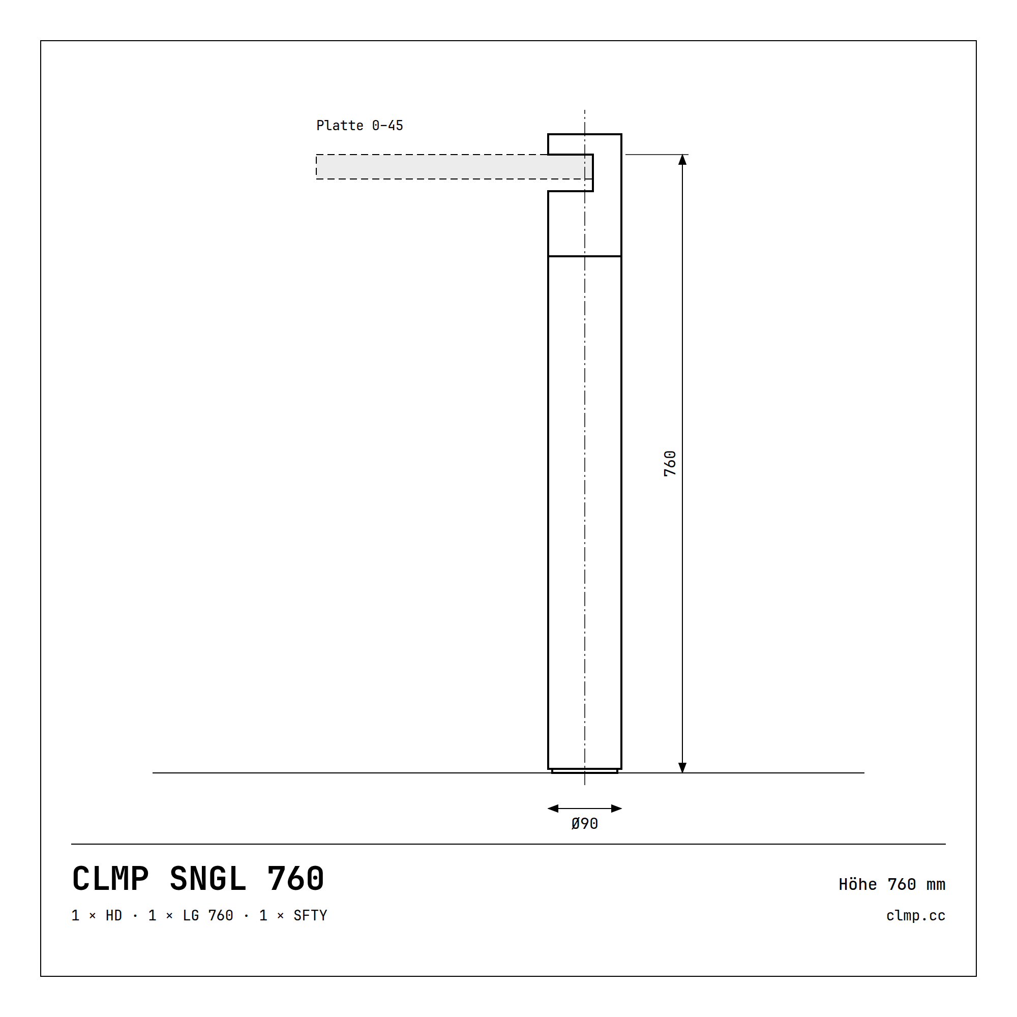 CLMP SNGL 760 Werkzeichnung