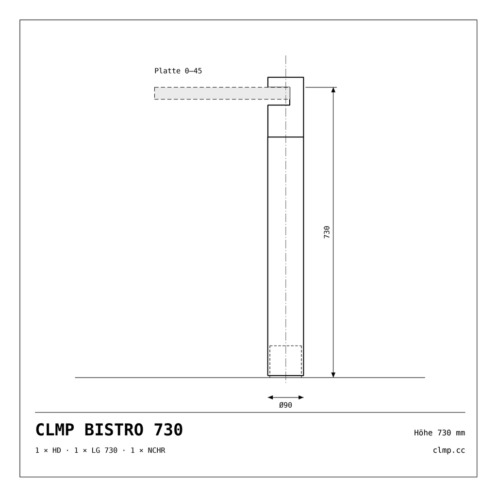 CLMP BISTRO 730 Werkzeichnung