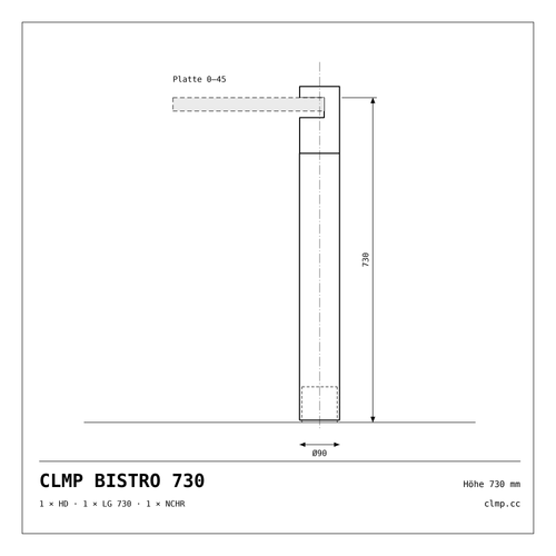 CLMP BISTRO 730 Werkzeichnung
