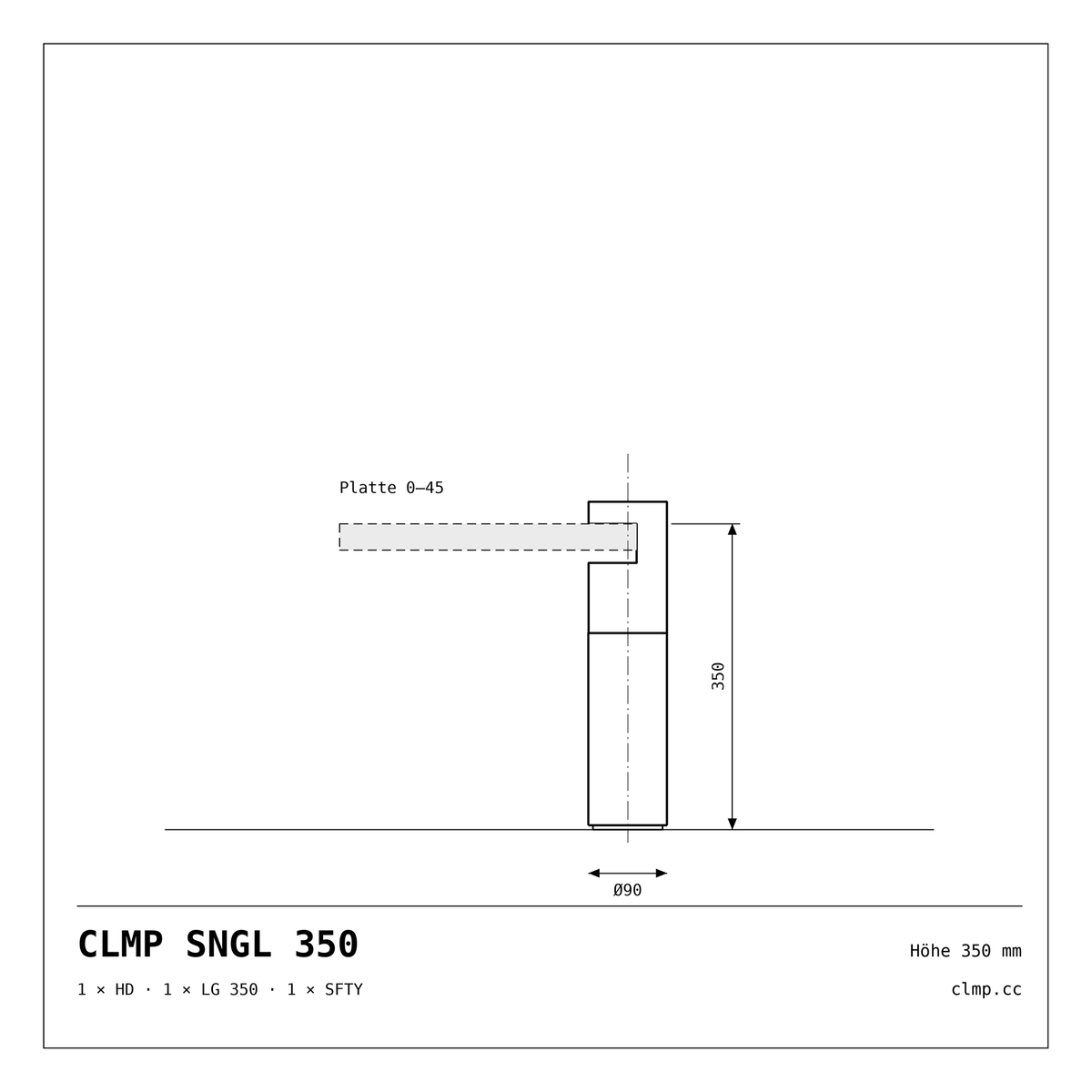 CLMP SNGL 350 Werkzeichnung