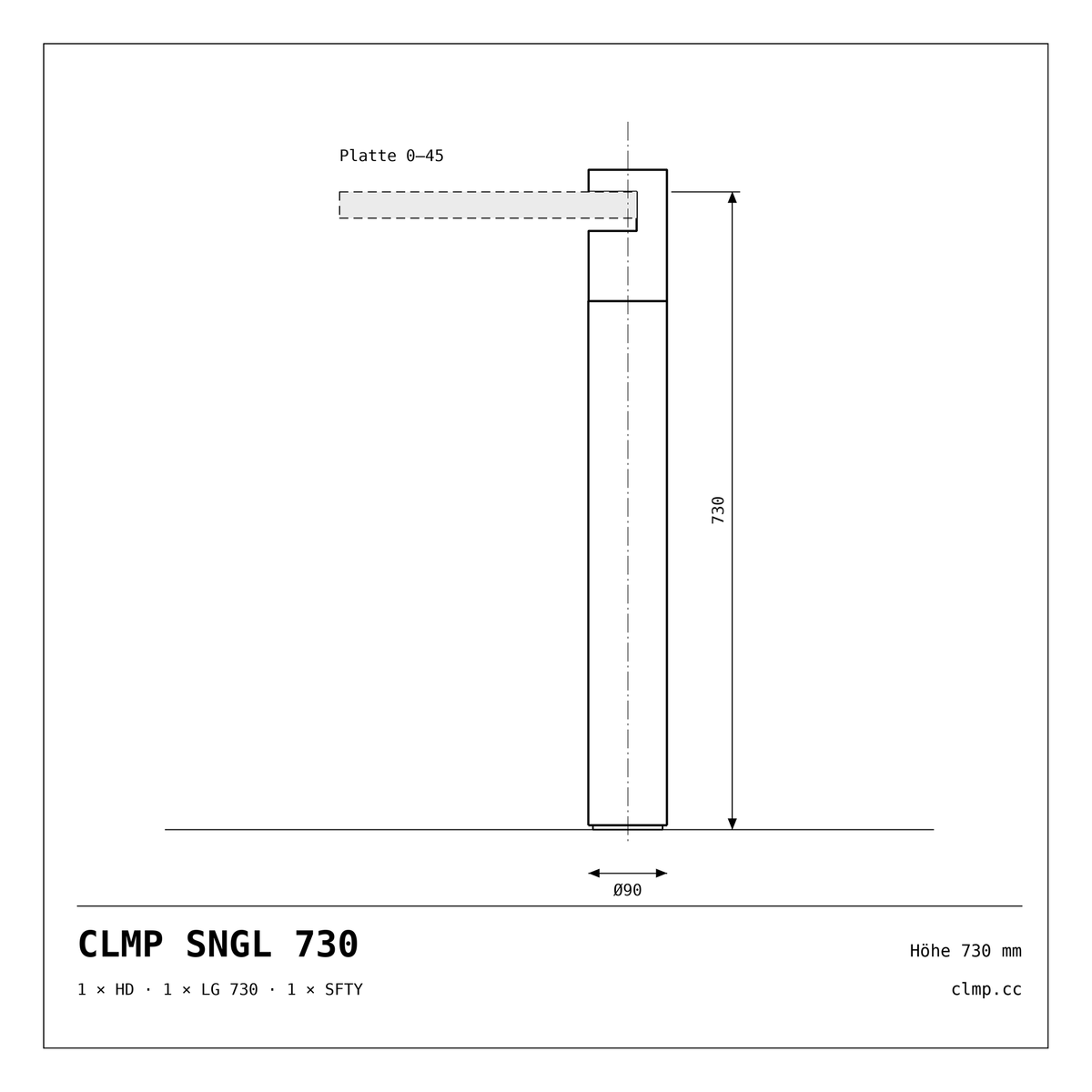 CLMP SNGL 730 Werkzeichnung