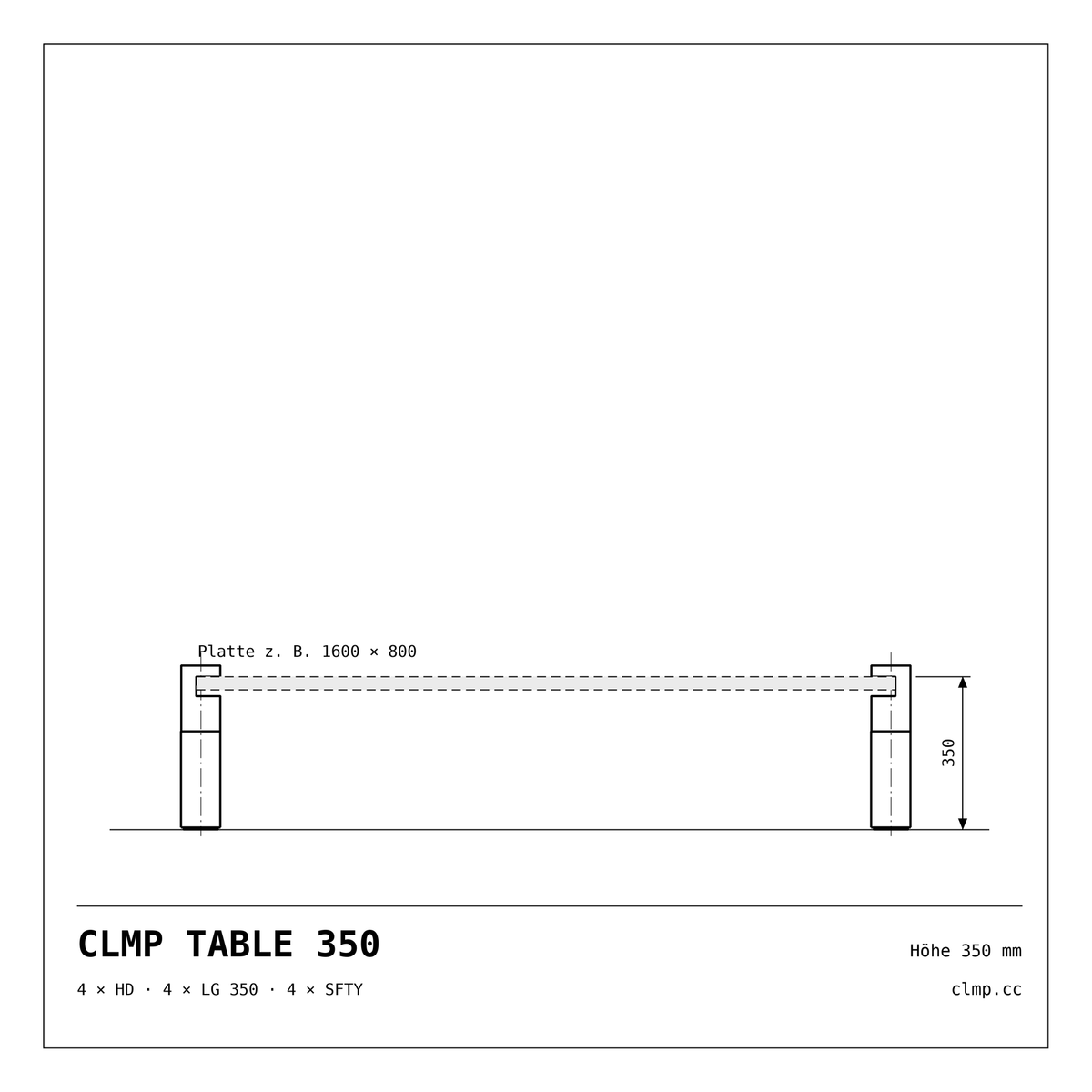 CLMP TABLE 350 Werkzeichnung