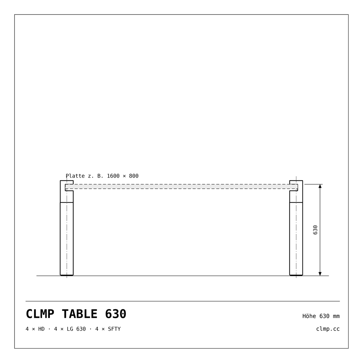 CLMP TABLE 630 Werkzeichnung